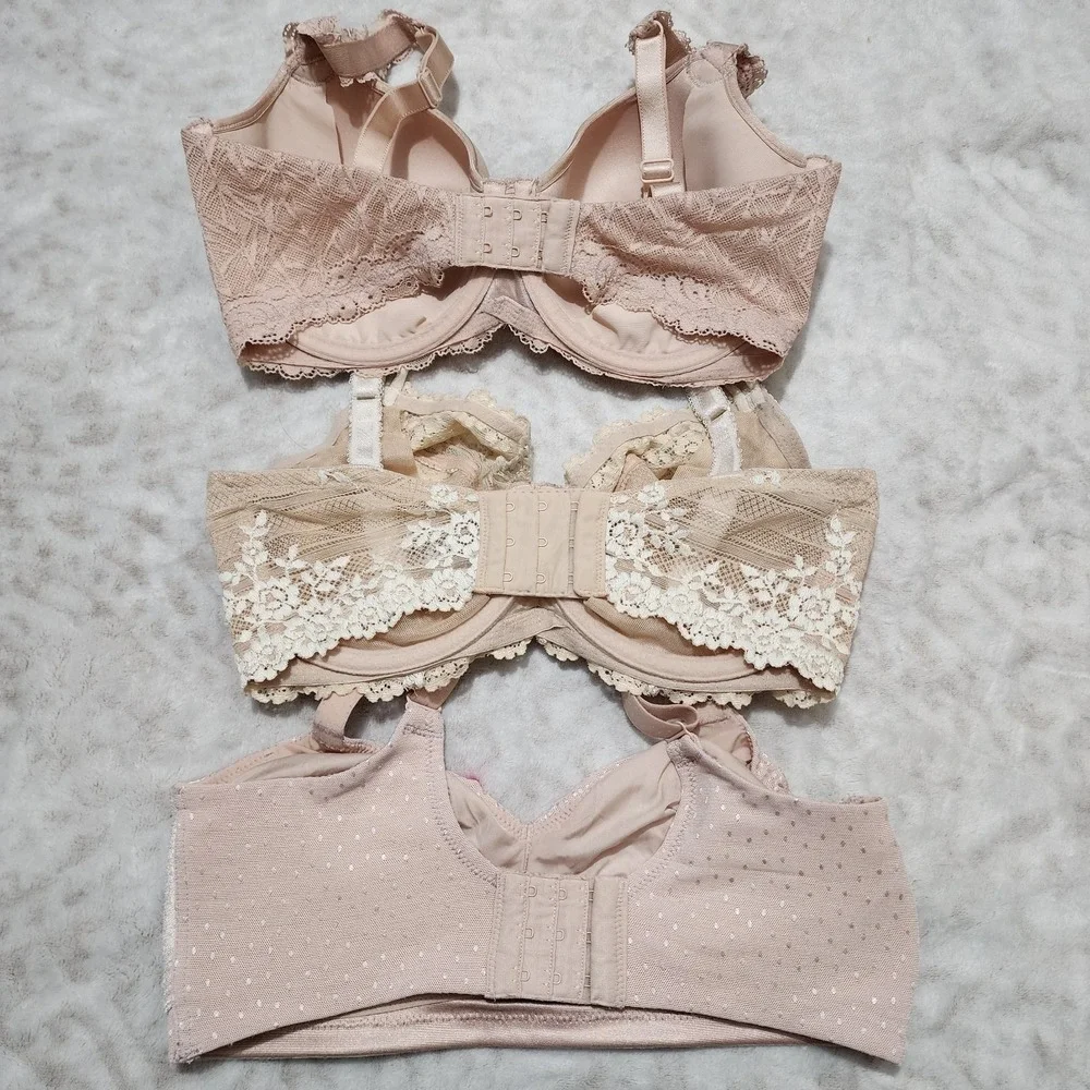 Wacoal Women's Bra Sz 32DDD 3pieces Bundle Nude Coquette Feminine Lacey